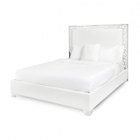 Wellington Bed: White Leatherette